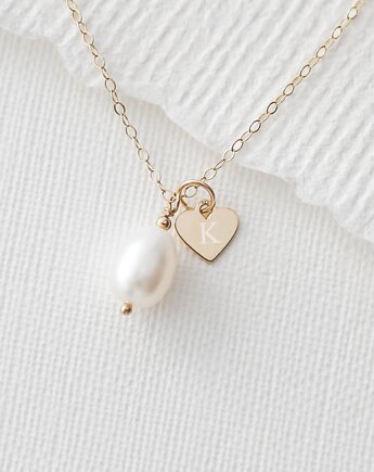 Naszyjnik z Perłą i Grawerowaną Literką, Vinci Woman