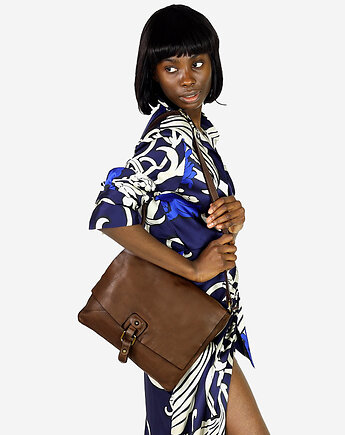 Torebka skórzana listonoszka stylowy minimalizm ala messenger leather bag - M, Marco Mazzini