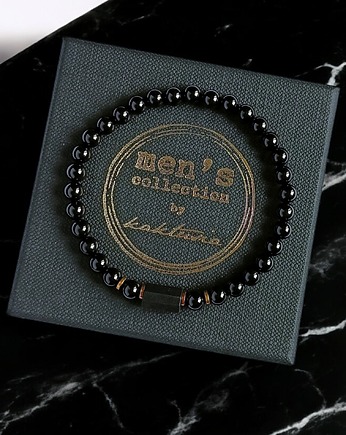 Czarny turmalin - bransoletka męska - OCHRONA, kaktusia