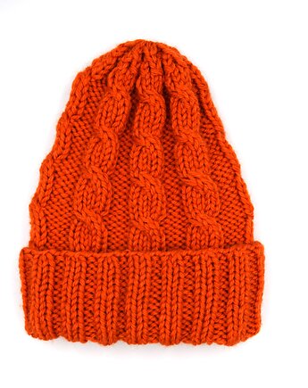 Czapka wełniana warkocze, WOOLLY