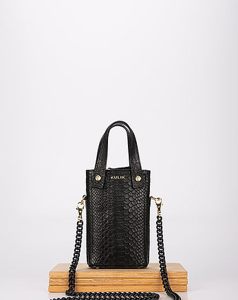 Mała torebka Phone Bag czarna z łańcuszkiem, OSOBY - Prezent dla Kobiety