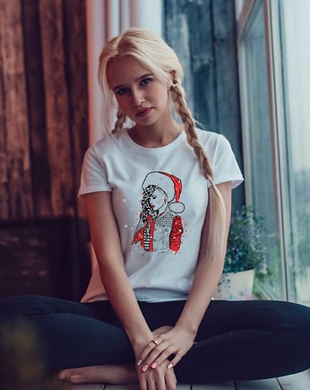 Koszulka organiczna z nadrukiem  Christmas girl, ART ORGANIC