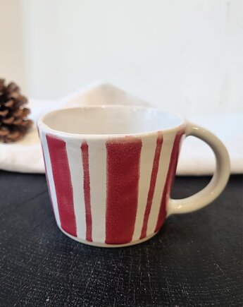 Kubek ceramiczny ręcznie malowany PASKI, krusz art