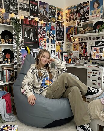 Puf TIPI OSKAR PEREK popielaty, Oskar Perek