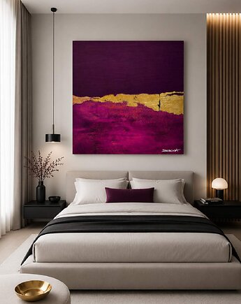 PURPUROWY SEN - unikat obraz ręcznie malowany akryl 120x120cm, art and texture