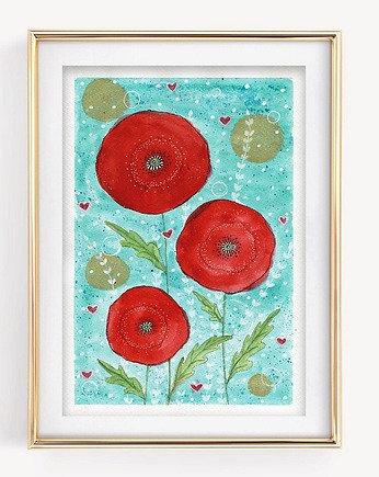 Sale!Oryginalna akwarela. Maki  A4, Malgorzata Domanska