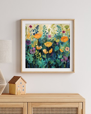 Plakat łąka kwiatowa  - kolorowe kwiaty, AnnSayuri ART
