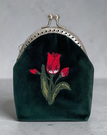 Portmonetka damska haftowana Tulipan, portfel damski w stylu Retro, IriShe Jewelry