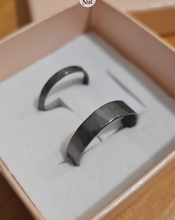 Dwie obrączki UNEVEN + MEDIUM - srebro, obrączki ślubne, COCONUT