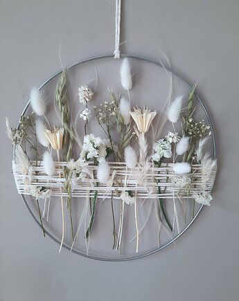 Wianek z białych suszonych kwiatów, Mudryk Viktoria Dried Flowers