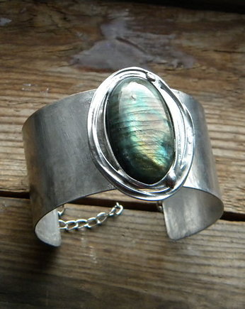 Złoty labradoryt      - BRANSOLETA MANKIET - CUFF, Beata Trotter