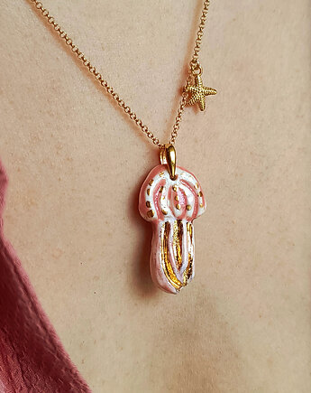 Naszyjnik pozłacany Meduza Różowa Kolekcja Parian, ZIĘBA