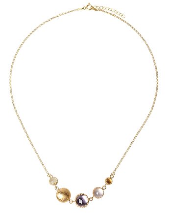Złoty naszyjnik Dream z kolorowymi kamieniami szlachetnymi, Blooming Stones