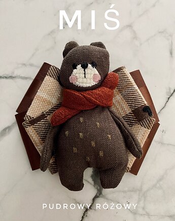 Artystyczna Brosza z niesamowitym Misiem! Pop Art MIŚ, Pudrowy Różowy