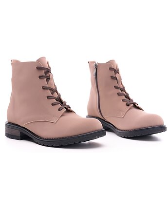 Botki skórzane  - suwak + sznurówki (6588), BOSCCOLO