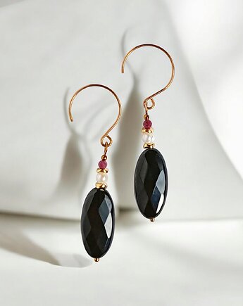 Kolczyki onyks, rubin, perła : okazałe i efektowne, kaktusia