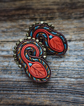 Kolczyki soutache Jesienny liść, Mró Soutache