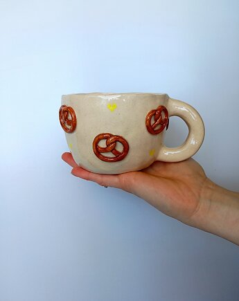 Ceramiczny ręcznie robiony kubek w precelki, Ceramic Reve