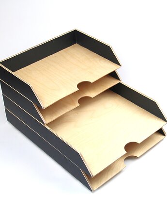 A3 Organizer biurkowy - tacki na dokumenty CZARNY, Clock Wood Studio