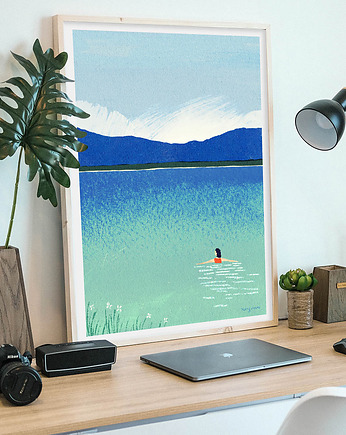 Poranek nad jeziorem - plakat 50x70 cm, minimalmill