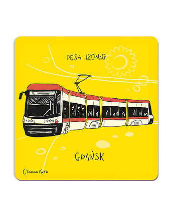 Podkładka pod kubek Gdańsk Tramwaj Pesa 120NaG, Gliniana Kura