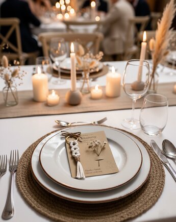 Podziękowania dla gości weselnych boho, breoloczek makrama, Zaplątana W Sznurki