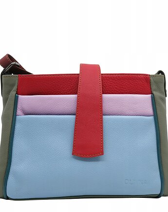 Torebka damska klasyczna skórzana pojemna kieszenie kolorowa pasek OLIVKA, Olivka Warsaw