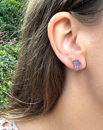 Kolczyki Agat Księżyce złocone, Brazi Druse Jewelry