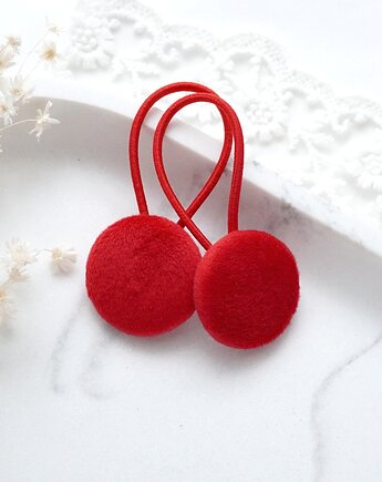 Świąteczne czerwone gumki do włosów dla dziewczynki WELUROWE SK33, FILIPOLA