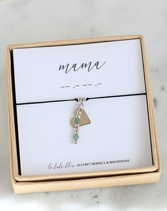 MAMA - Alfabet Morse'a - Kamień miesiąca urodzin Birthstone, Le Boho Bleu
