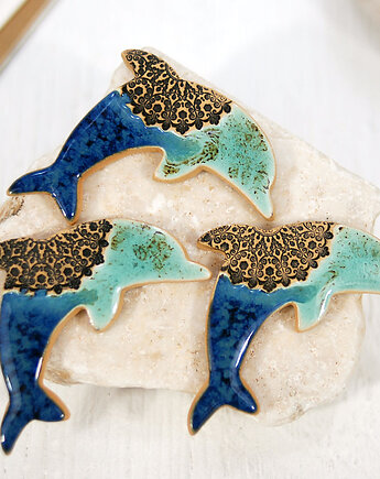 Ceramiczny delfin -  magnes na lodówkę, 10FingersArt