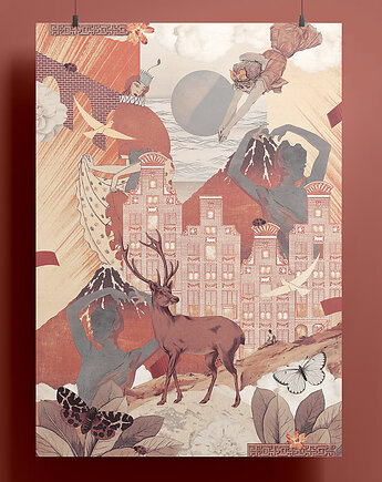 Plakat - kolaż - Merging Realms - A4, Natalia Polasik