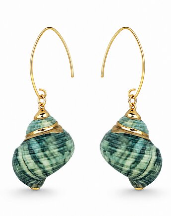 Kolczyki srebro złocone TURQUOISE SEASHELLS, ISSI Jewelry