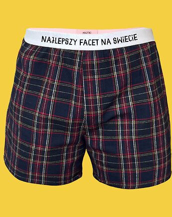 Najlepszy facet krata granat - bawełniane luźne - Majtki z Sosnowca, Majtki z Sosnowca