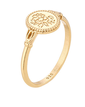 Złoty pierścionek zdobiony różą, SOTHO