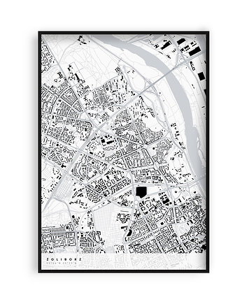 Plakat Mapa Żoliborza, dzielnice Warszawy, PLAKATY GEOMETRYCZNE