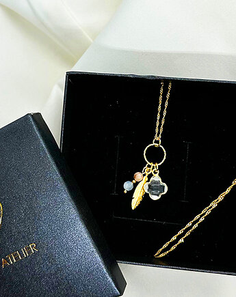 Crystal Feather- Naszyjnik z kamieniami, kryształ górski i turmalin, Anemon Atelier