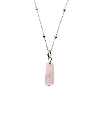 Naszyjnik z kamieniem miłości- kwarcem różowym, srebrny, Złotnia