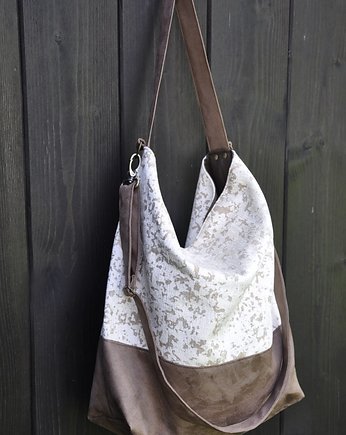 Torba hobo XXL - korkowa, drukowana, print, PRACOWNIA 166
