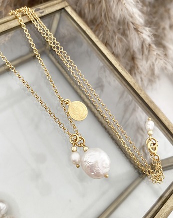 Naszyjnik - Złota moneta i perły, Marisella