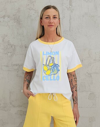 Bawełniana koszulka o luźnym kroju limoncello, Ablush