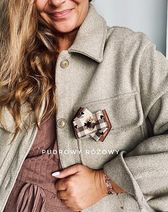 Brosza z delikatnym  żołędziem, Pudrowy Różowy