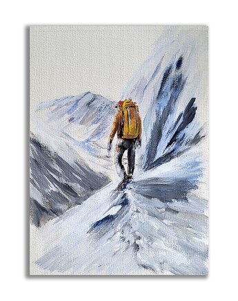 Wspinaczka, zima, góry. Obraz ręcznie malowany, Galeria Alma