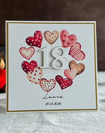 Personalizowana kartka na 18 urodziny, BH 34, Anna Art and Crafts