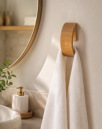 Naturalny drewniany minimalistyczny wieszak haczyk do łazienki, POZYTYWNIE W DREWNIE