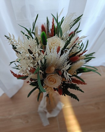 Bukiet Ślubny z suszonych i stabilizowanych kwiatów - Leśny, BohoSuszki