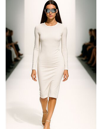 Sukienka ecru YY100189_RAL9016, YULIYA BABICH