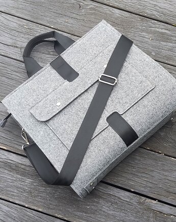 Designerska torba z filcu ver. 2 - szara - z kieszonką, Beltrani