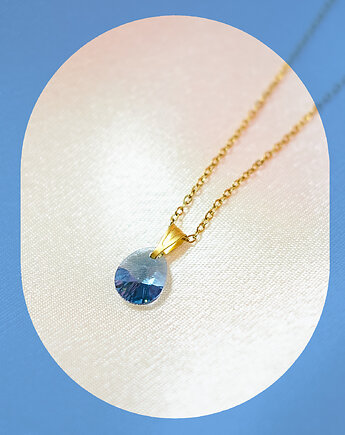 Naszyjnik z niebieskim kryształem w kształcie łzy, Fox and Jewelry