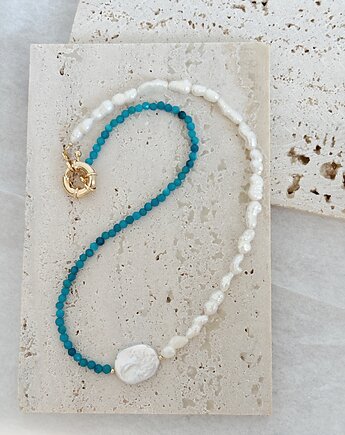 Naszyjnik z pereł naturalnych i chalcedonu, Chmolowska Jewellery